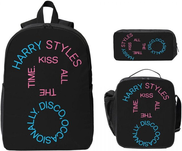 Schultaschen Set von Fancy Style Studio mit Rucksack, Brotdose und Federmäppchen in Schwarz für Jungen und Mädchen - Bild 1