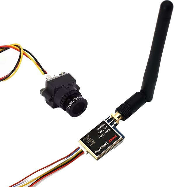 EWRF TS5823 PRO Drahtloser AV-Bildübertragungssender mit 1000TVL 2,8mm Kamera für RC FPV Quadcopter und Drohnen in Schwarz - Bild 1