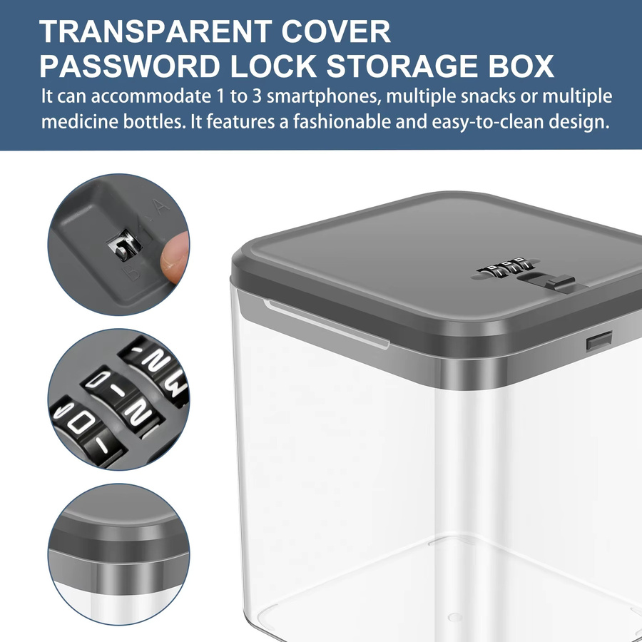 Willstar Transparente Aufbewahrungsbox mit Passwortschloss für Handy, Gaming-Geräte und Lebensmittel, Farbe: Transparent - Bild 5