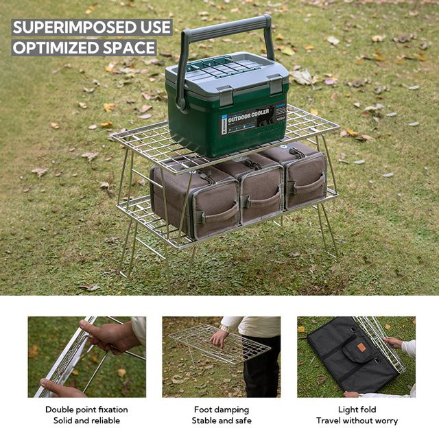CAMPINGMOON T-235A Robuster Outdoor-Klapptisch aus Edelstahl in Silber für Camping und Garten - Bild 1