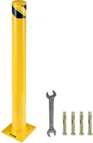 VEVOR Sicherheitspoller aus Stahl in Gelb und Schwarz, Höhe: 122 cm, Durchmesser: 14 cm - Bild 1
