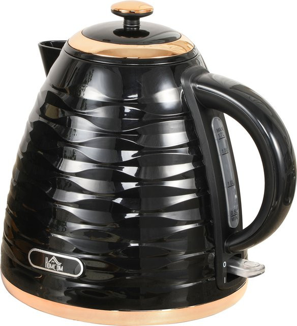 HOMCOM Wasserkocher Schwarz mit 1,7 l Volumen, 2200W Schnellkochfunktion, BPA-frei, mit Kalkfilter und automatischer Abschaltung - Bild 1