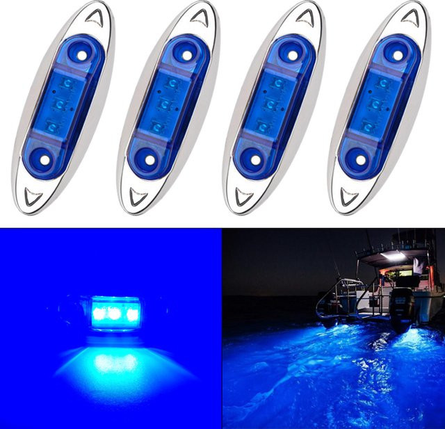 4er-Set Marine LED Courtesy Lichter in Blau für Boot, Yacht und Kabine - Bild 1