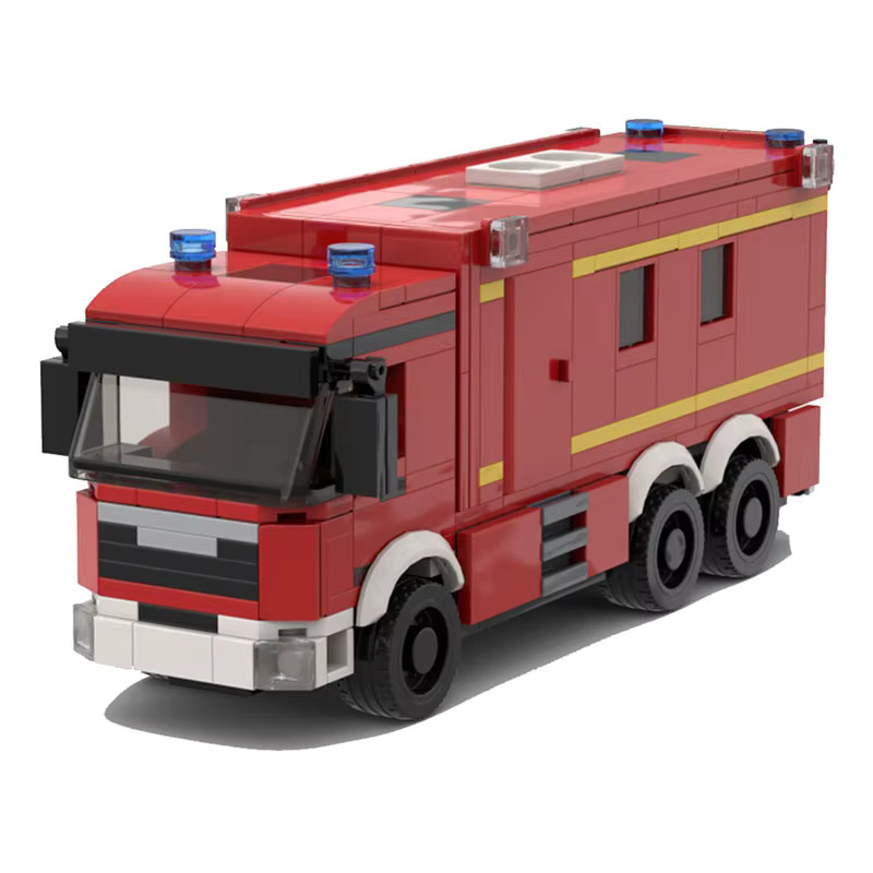 ELW 2. Feuerwehr MAN Feuerwehrauto-Modellbausteine, MOC-Transportfahrzeuge mit Sattelauflieger-Sammlung, Spielzeug - Bild 3