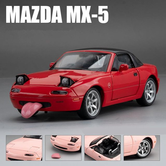 Linyi toy car Mazda Mx-5 Sportwagenmodell, 1:32, mit Licht und Ton, Metall - Bild 1
