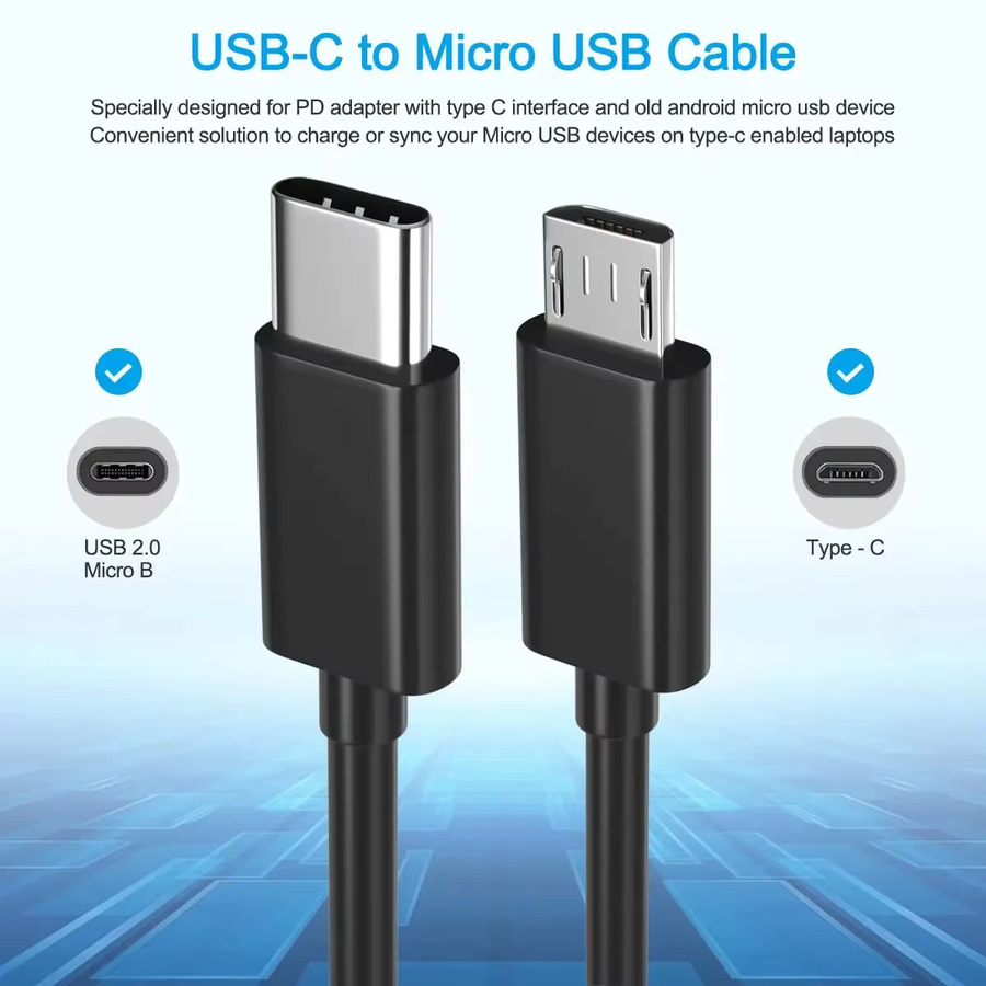 NNBILI USB-C auf Micro-USB OTG Adapterkabel für schnelles Laden und Datenübertragung, 480 Mbit/s, in Schwarz oder Weiß - Bild 2