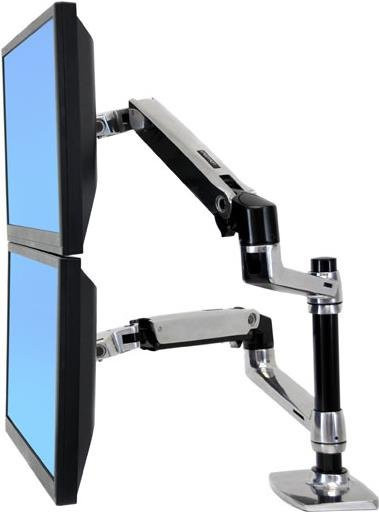 Ergotron LX Dual Monitor Arm Stacking Desk Mount in Silber inklusive Notebook-Halterung für zwei Bildschirme bis 61 cm mit VESA 100x100 mm - Bild 1