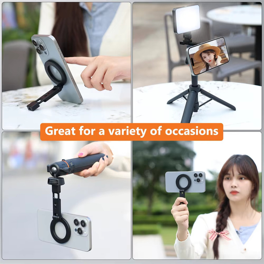 VRIG Multifunktions Magnet-Telefonhalterung für MagSafe iPhone und Android, Desktop-Stativ mit 1/4 Zoll Gewinde und Kaltgewindeschuh, Schwarz - Bild 5