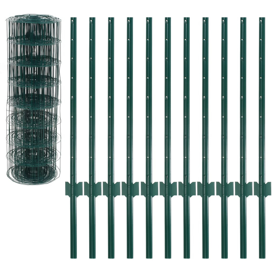 vidaXL Euro Zaun aus PVC-beschichtetem Stahl in Grün, B: 20 m, H: 0,8 m - Bild 3