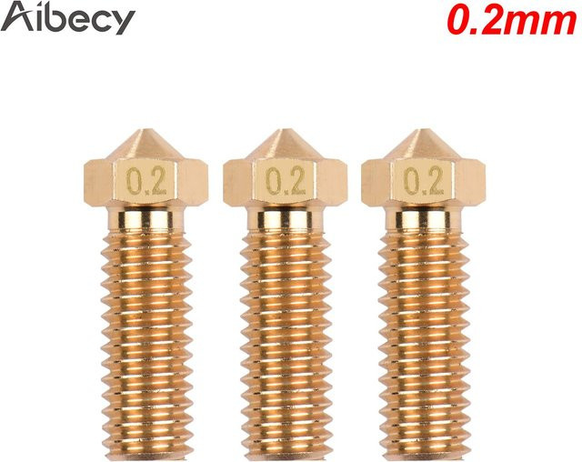 Aibecy 3er-Set Messing-Vulkandüsen mit M6-Gewinde und 1,2 mm Düsenöffnung für Sidewinder X1 und TEVO Little Monster, passend für 1,75 mm Filament, Gold - Bild 1