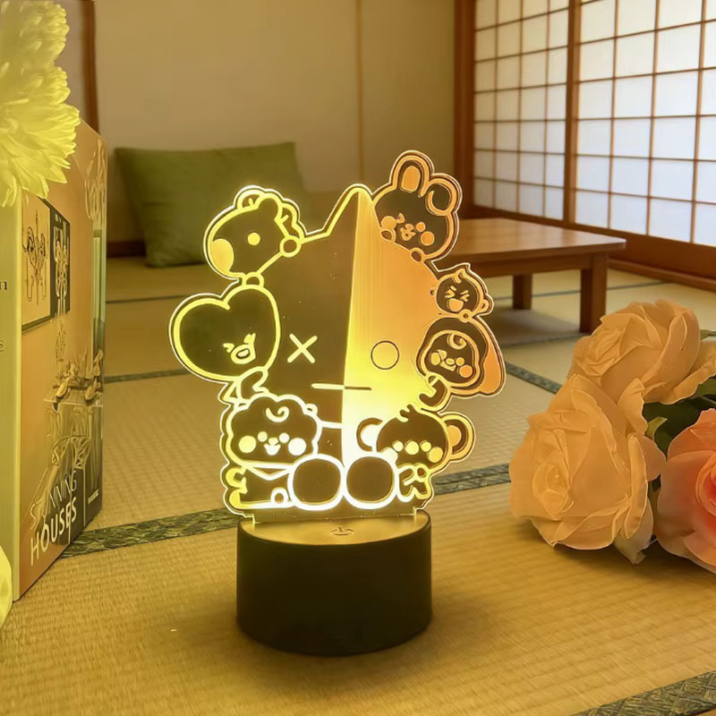 LINE FRIENDS BT21 Idol Cartoon USB-Nachtlicht, Mini-Figur, Gelb - Bild 2
