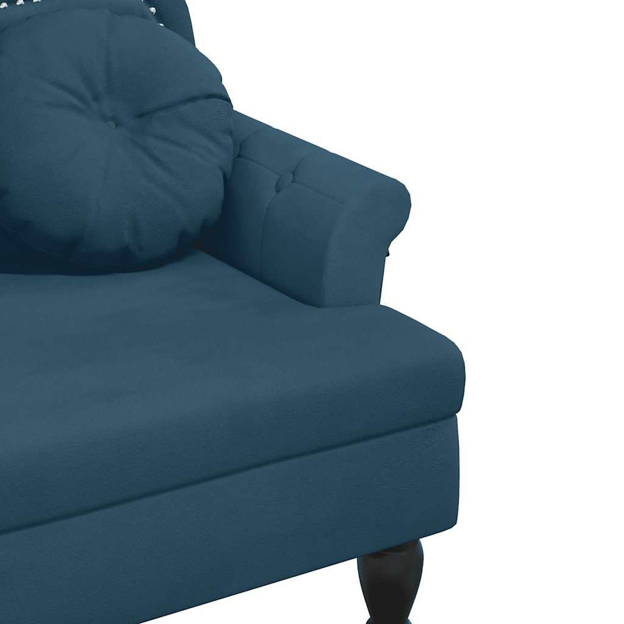 vidaXL Sitzbank mit Kissen aus Samt in Blau, Antik-Stil, B/T/H: 120,5 x 65 x 75 cm - Bild 5