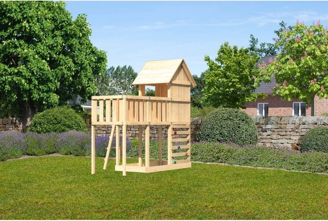 Karibu Stelzenhaus Frieda Anbauplattform mit Kletterwand - Bild 1