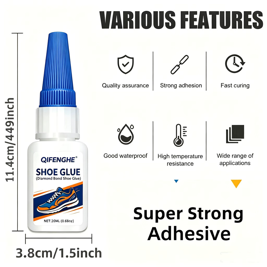 QIFENGHE Diamond Bond Schuhkleber, starker und flexibler Reparaturkleber für Sneaker-Sohlen, Leder, Canvas und Gummi, 20 ml, transparent/weiß - Bild 3