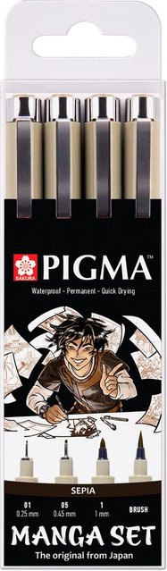 Sakura Pigma Micron Manga Sammlung Fineliner 4er-Set in Sepia und Beige - Bild 1