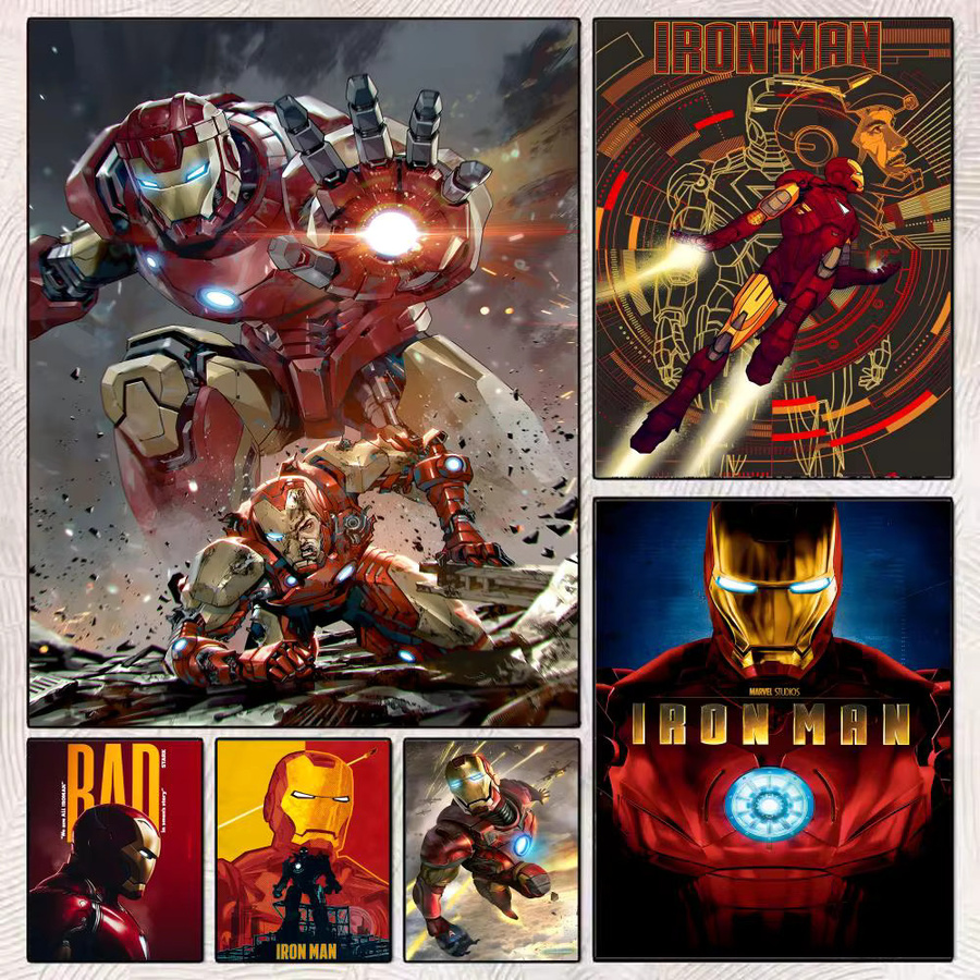 MINISO Iron Man Filmplakat selbstklebender Wandaufkleber in Schwarz und Multicolour, rechteckig - Bild 3