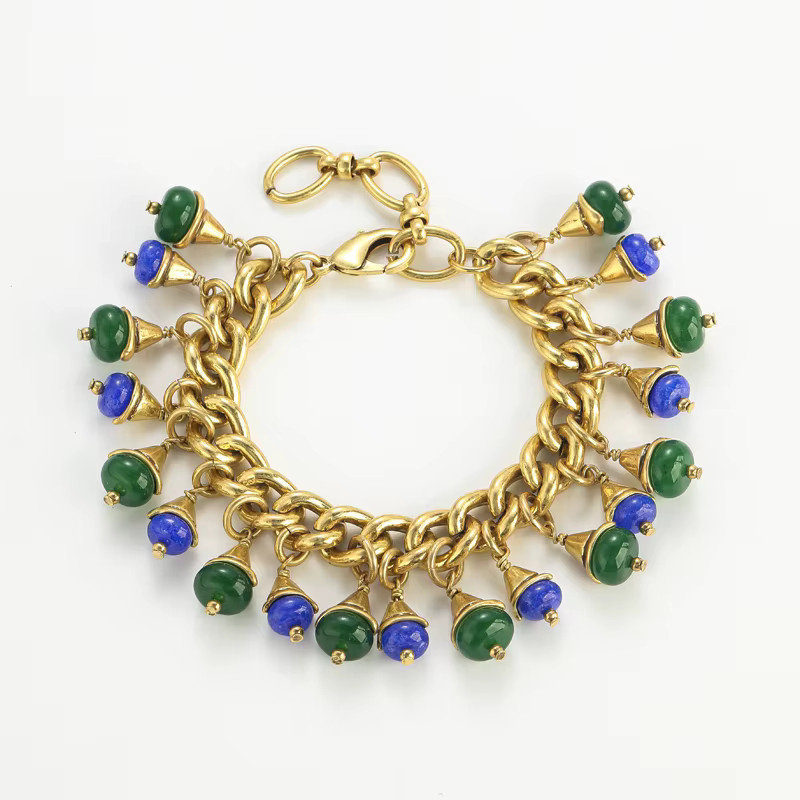 STALAIT Charm-Armband, Messing, Gold, Kristall, Damen, Vintage - Bild 2
