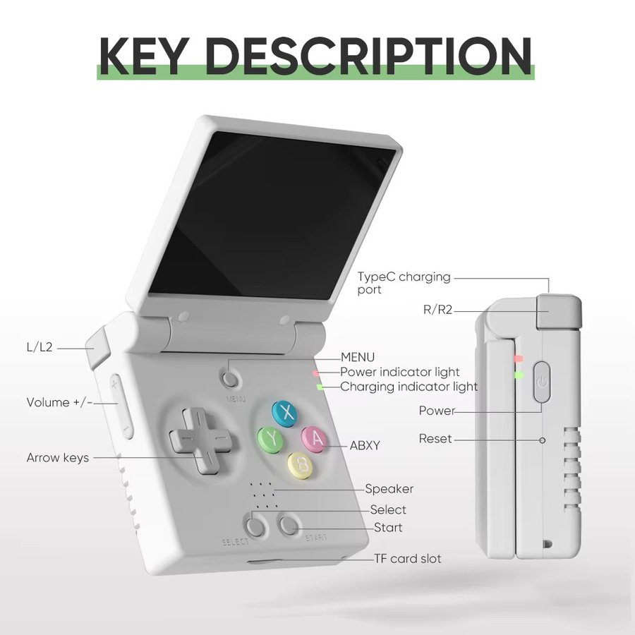 MIYOO Mini Flip Retro Handheld-Spielkonsole mit 2,8 Zoll IPS-Bildschirm in Pink - Bild 4