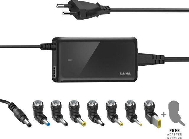 Hama Slim & Light Universal Notebook Netzteil in Schwarz mit 65 Watt und USB-A Anschluss - Bild 1