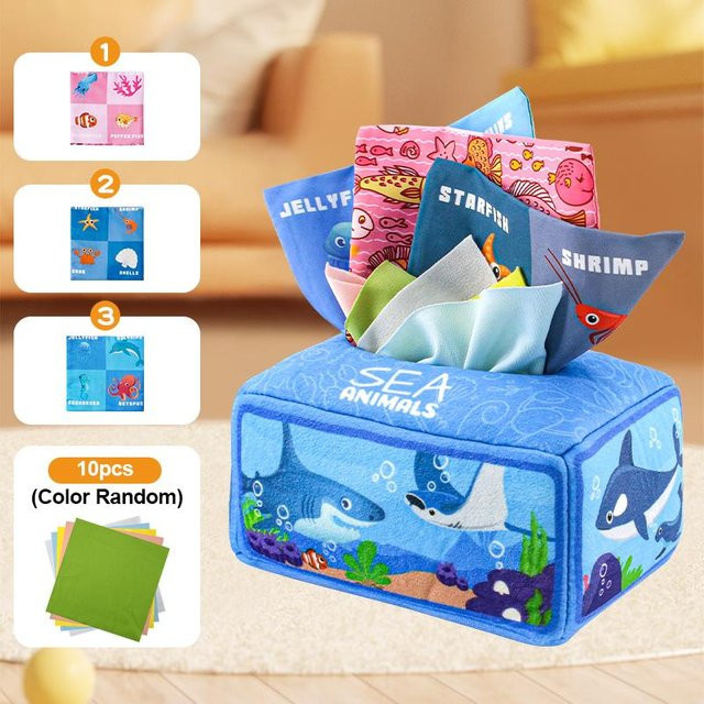 Yiran toy Baby-Puzzle Zieh-Handtuch Reiß-Taschentuchbox Stoffspielzeug 0-3 Jahre - Bild 1