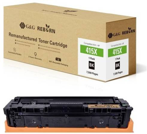 G&G Toner Cartridge Schwarz kompatibel mit HP 415X, remanufactured, Reichweite 7500 Seiten - Bild 1