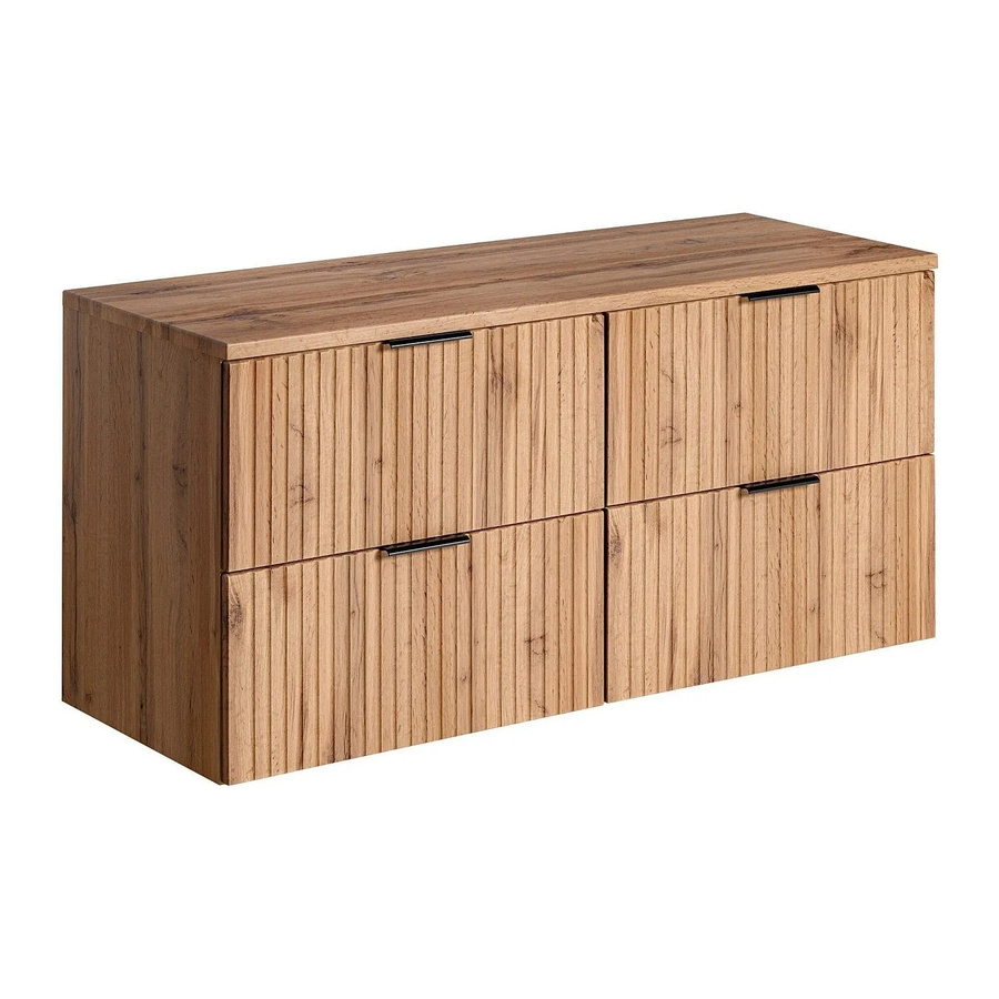 Waschbeckenunterschrank Zevara von Vente-unique im Bohème-Stil mit Rillenmuster, Farbe: Beige/Braun, B: 120 cm, H: 57 cm, T: 46 cm - Bild 2