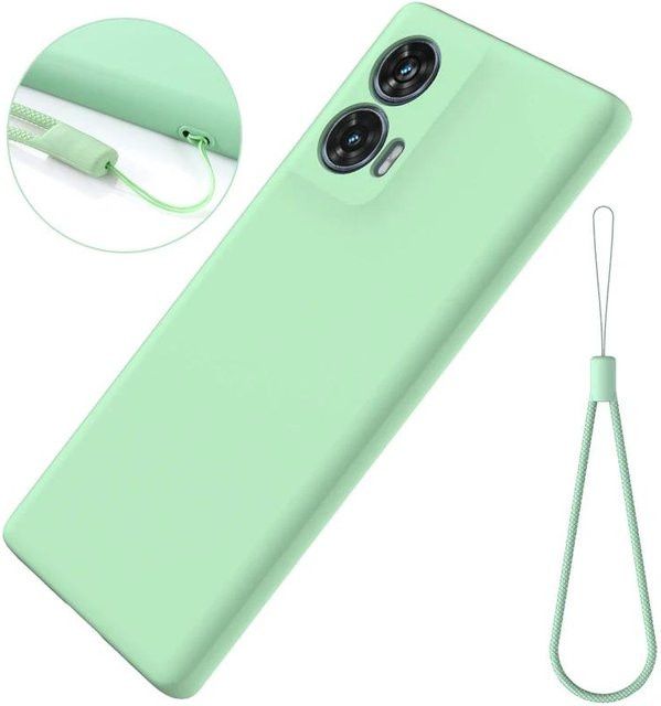 Premium Flüssigsilikon Hülle mit Trageband für Motorola Edge 50 Fusion mit weicher Innenbeflockung - Bild 1