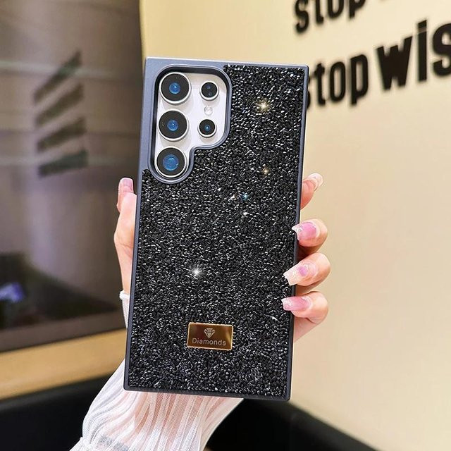 Luxus Strass Diamant Handyhülle für Samsung Galaxy S24 S25 S26 Ultra Plus, Stoßfeste Glitzer Abdeckung für Damen in Schwarz - Bild 1