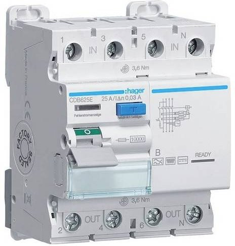 Hager CDB625E FI-Schutzschalter 25A 230 V/400V - Bild 1