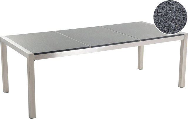 Beliani Gartentisch GROSSETO in Dunkelgrau im Industrial Design aus Stein und Metall, B/T/H: 220 x 100 x 74 cm - Bild 1