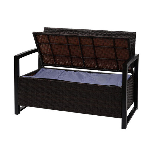 MVG Sitzbank MVG-F39 2-Sitzer mit Sitzkissen aus Polyrattan und Stahl in Braun, B/H/T: 117 x 87 x 57 cm - Bild 2