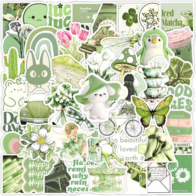 50 Stück wasserfeste Cartoon-Aufkleber Green Girl aus PVC von YourLife Store zur Dekoration deines Notebooks - Bild 1