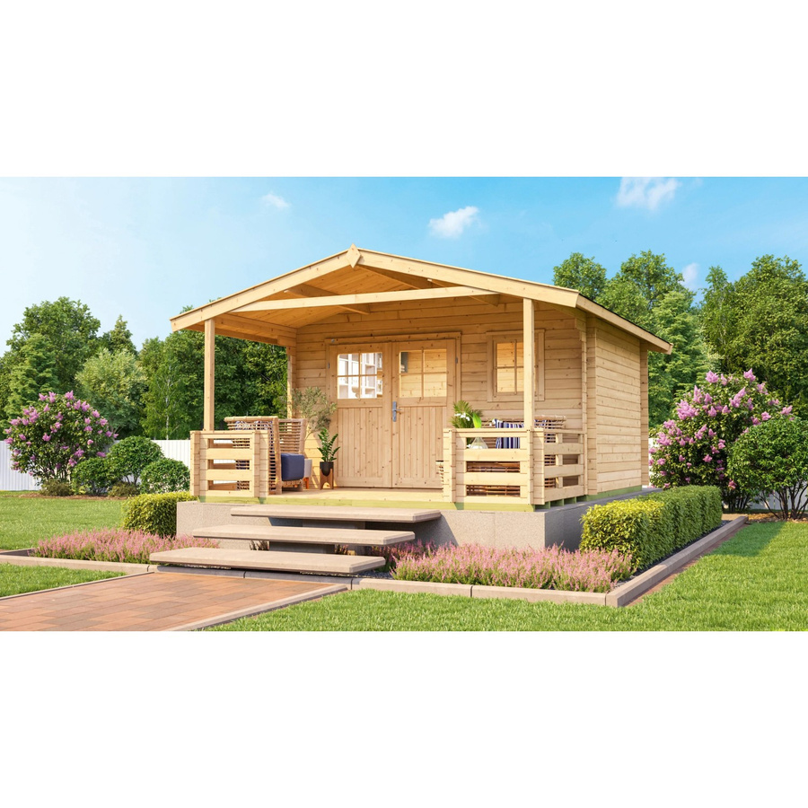 WEKA Gartenhaus 111 B Gr. 1 aus Fichtenholz mit Satteldach in Beige, B/H/T: 460 x 262 x 450 cm - Bild 2