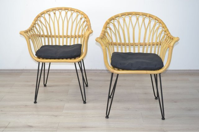 Möbel direkt online Armlehnstuhl Sonja aus Rattan und Eisen mit Sitzkissen, 2er-Set, braun - Bild 1