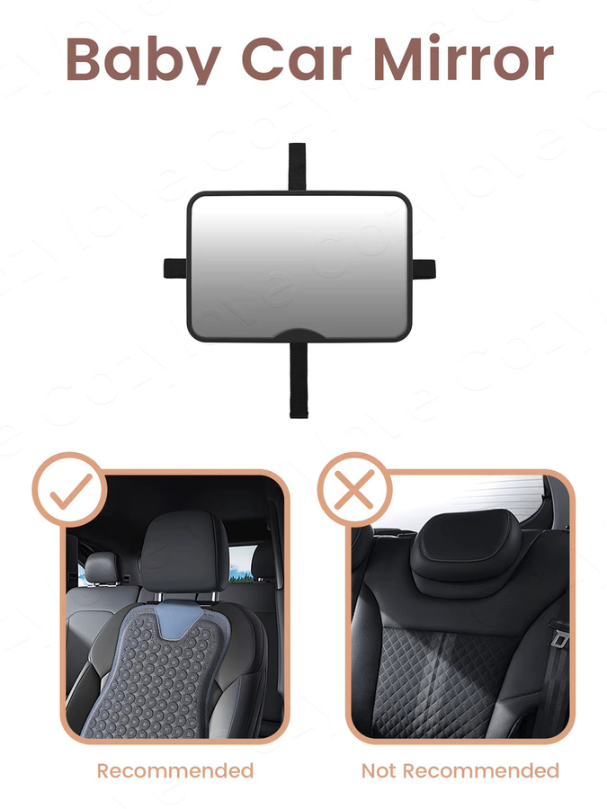 Kisslanding Babyautospiegel in Grau oder Schwarz mit UV-Schutz und bruchsicherem Design - Bild 5