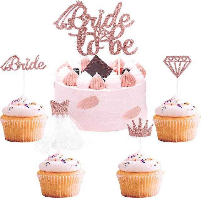 Joy-enlife Kuchen Topper Braut zu sein in Roségold und Pink mit Glitzer-Effekt aus Acryl für Hochzeit und Junggesellinnenabschied - Bild 1