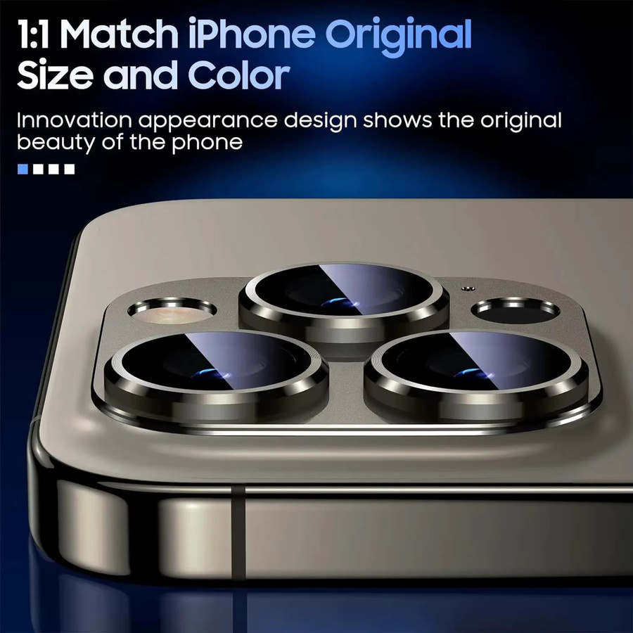 BRYNTHORX Metall-Kameraschutz für iPhone 16 15 14 Pro Max und Plus mit gehärtetem Glas in Schwarz - Bild 3