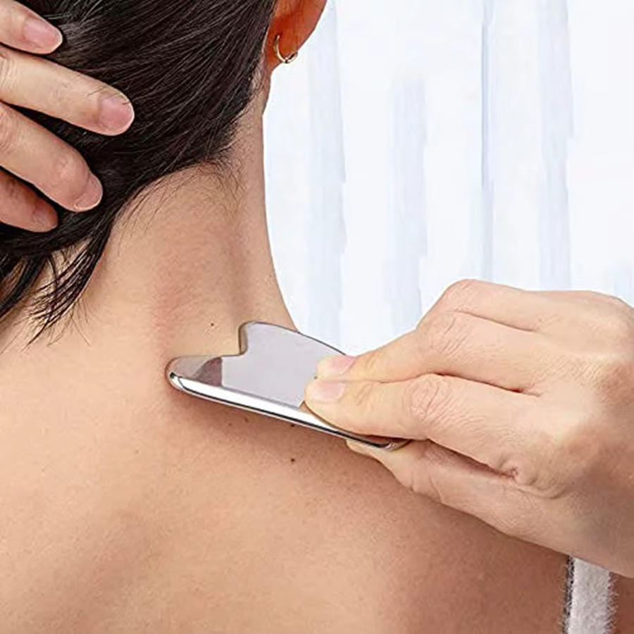 Boermeize Gua Sha Massagegerät aus Edelstahl, Gesicht und Körper, Unisex - Bild 3