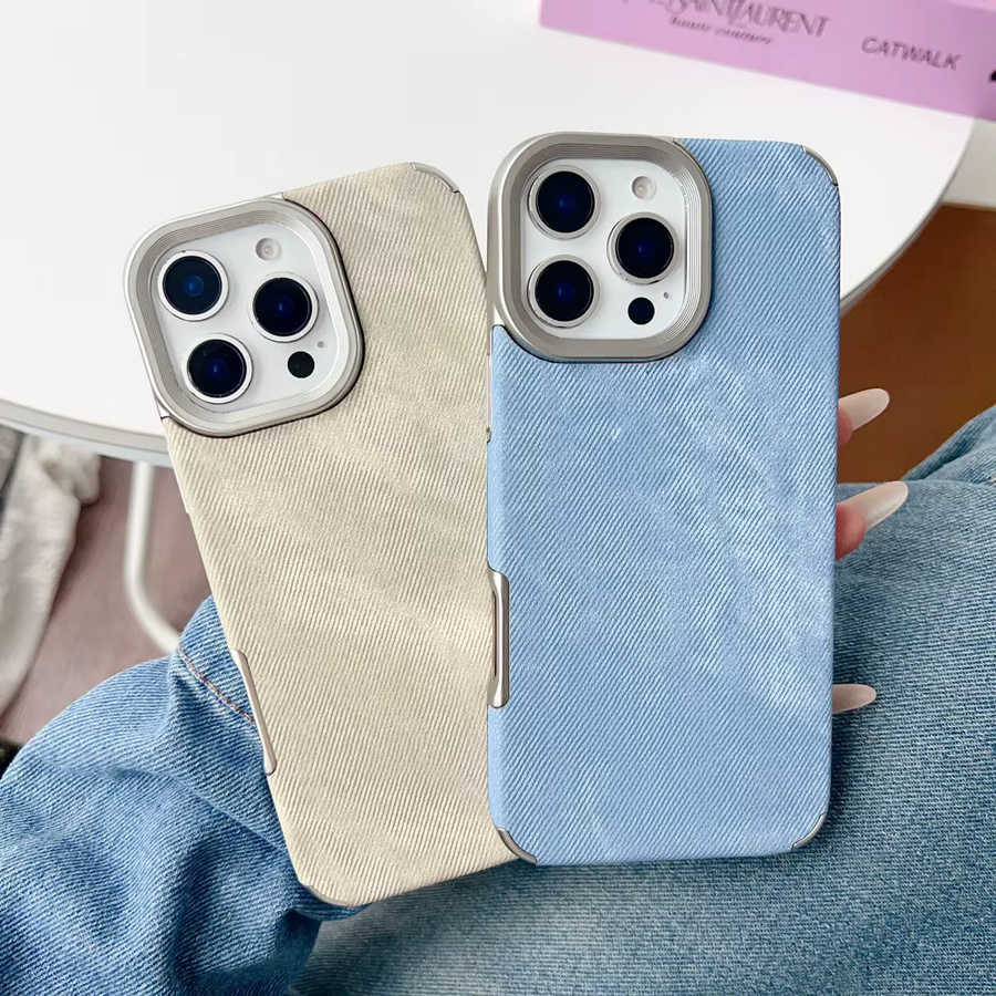 Stoßfeste Denim-Handyhülle mit Kornmuster für Apple iPhone 17, 16, 15, 14 und 13 Pro MAX in Blau - Bild 2