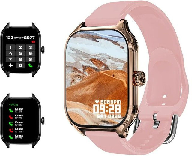 BC Electrical Appliances H9 Smart Watch mit 2,01 Zoll HD-Display in Pink mit Bluetooth, Herzfrequenzmessung, SpO2-Sensor, Schlafüberwachung und Sportmodi - Bild 1