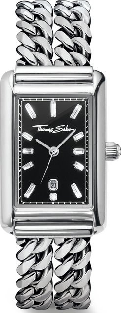 Thomas Sabo Damenuhr, Analoguhr, Quarz, Edelstahl, Schwarz, 22 mm - Bild 1