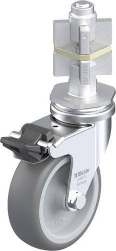 Blickle Lenkrolle LRA-TPA 75G-FI-E07 mit Feststeller in Grau und Silber, Rad-Durchmesser: 75 mm, Tragfähigkeit: 75 kg - Bild 1
