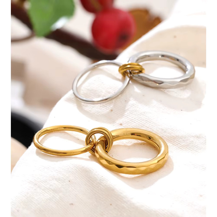 Yhpup Doppelkreis-Fingerring, Edelstahl, Unisex - Bild 2