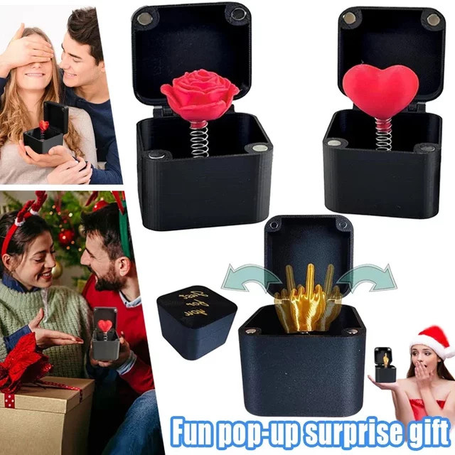 Fun Love Rose Pop-up Überraschungsbox mit Mittelfinger-Streich als lustiges Geschenk für Valentinstag und Weihnachten - Bild 1