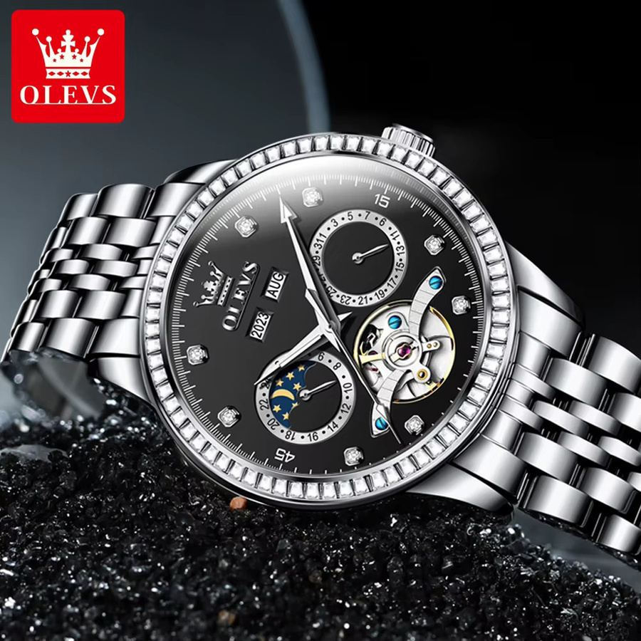 OLEVS Armbanduhr, Automatik, Edelstahl, Diamant, Herren - Bild 3