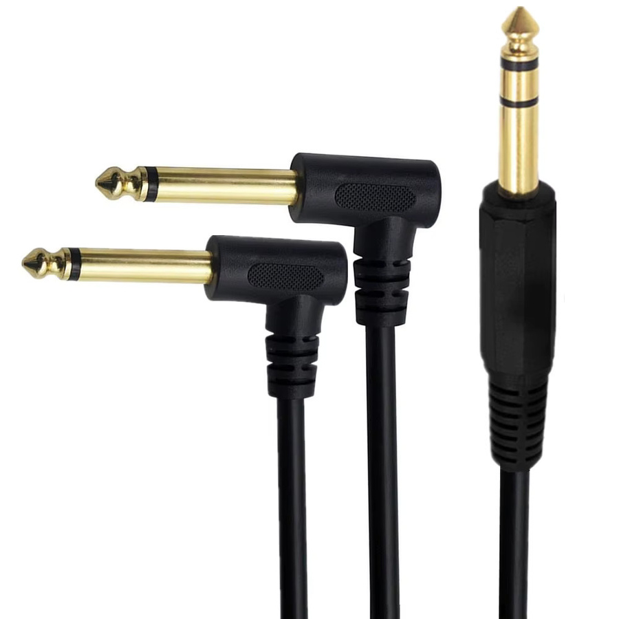 BSN Y-Splitter Audiokabel Stereo auf Dual Mono 6,35 mm Klinke, vergoldet, Schwarz, Länge: 0,3 m / 1,8 m - Bild 3