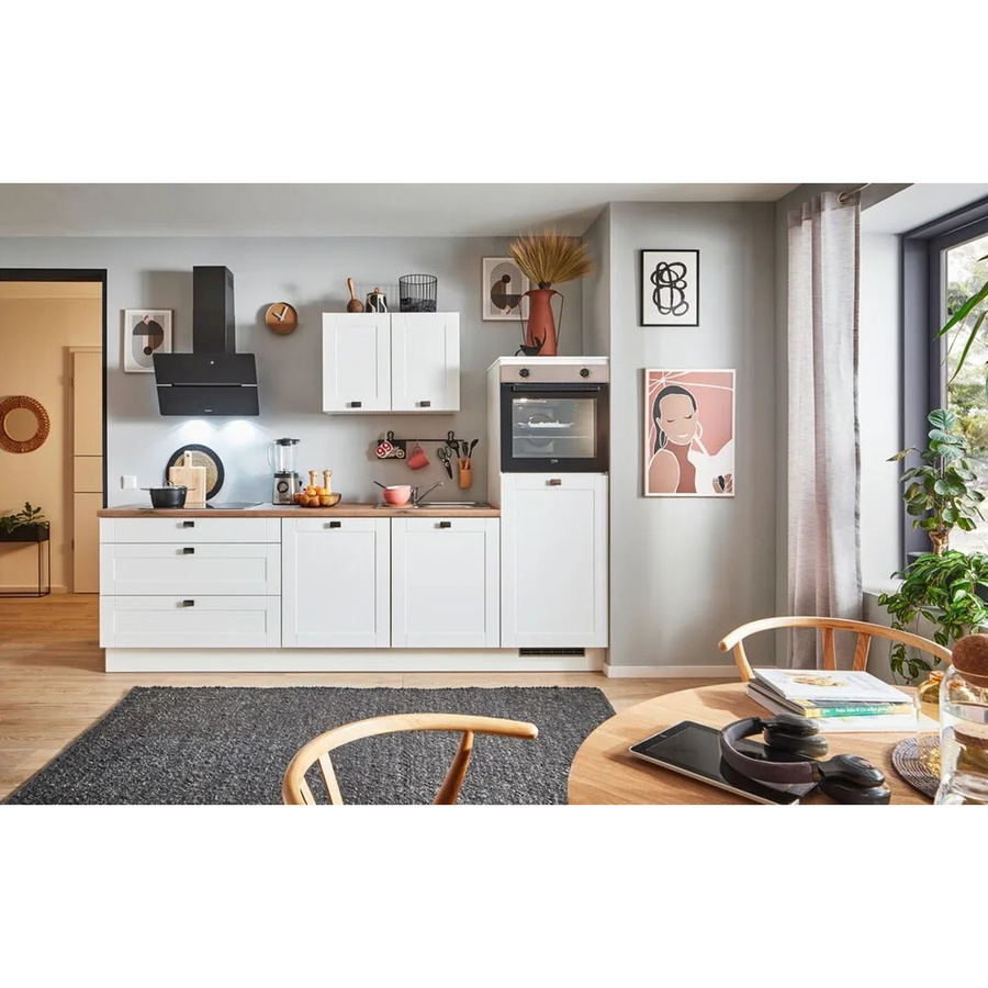 pino Küchenzeile Weiß Matt mit 1 Geräteschrank, Breite: 280 cm, Höhe: 174 cm, Tiefe: 60 cm - Bild 2