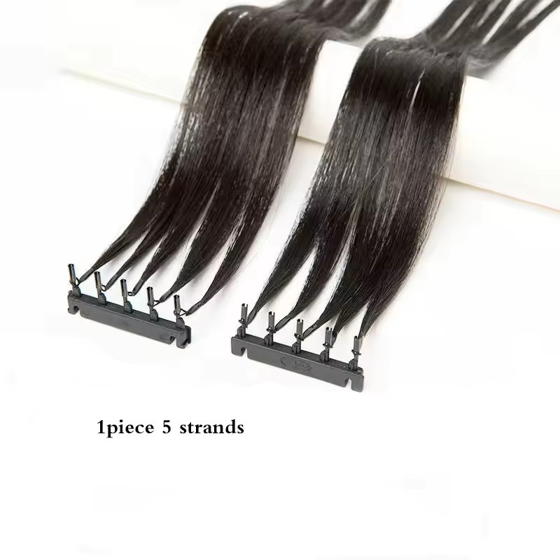 Boymia 6D Haarverlängerungen Echthaar Remy Micro Tiny Straight, Unisex - Bild 3