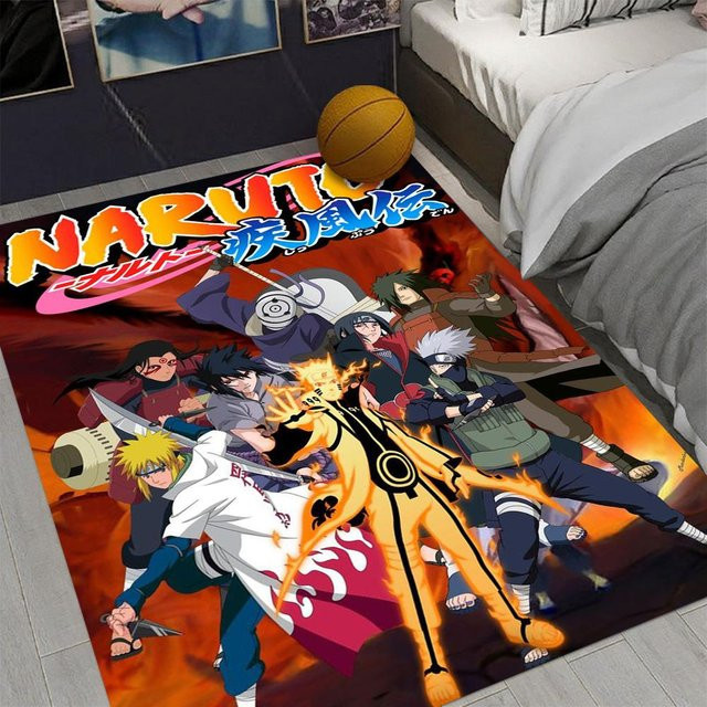 Miniso Naruto Teppich in Grau und Multicolour, rutschfester Bodenmatte für Wohnzimmer, Schlafzimmer oder Balkon, B/T: 80 x 50 cm - Bild 1