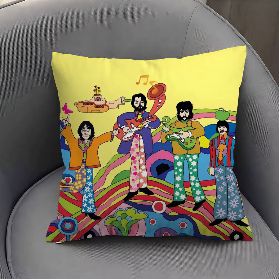 Beatles Anime Kissenbezug mit Grafikdesign in Multicolour für Sofa und Bett - Bild 3